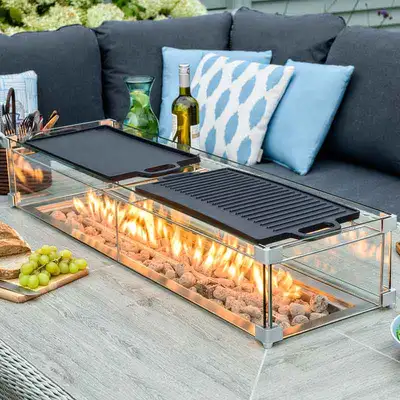 Bramblecrest 2 x Griddle Rectangle Bracket For Large Casual Dining Table with Firepit