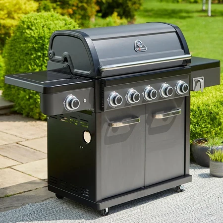 Grillstream Legacy 5 Burner Hybrid with Side Burner - Matt Black - image 1