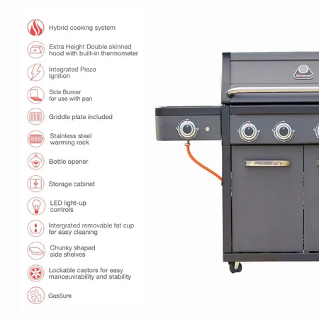 Grillstream Legacy 5 Burner Hybrid with Side Burner - Matt Black - image 5
